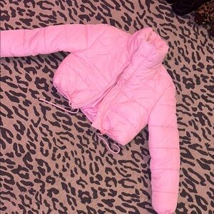 SHEIN Light Pink Quilted Crop Jacket